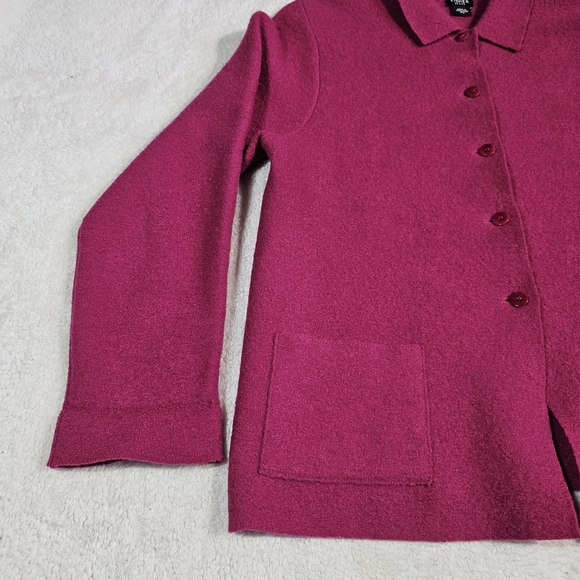 Eileen Fisher Magenta Wool Cardigan - Picture 3 of 11